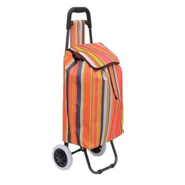 Imagem de Carrinho de compras, carrinho de mercado, reforçado, dobrável, com rodas, capacidade de carga 30 kg.(Listras)