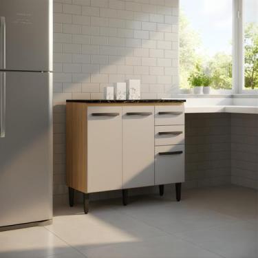 Imagem de Balcão 3 Portas E 2 Gavetas Cozinha Armário Compacto 90cm - Mobigu, Da