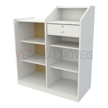 Imagem de Balcão Caixa Vitrine Fechado Com Prateleiras Mdp - VETORIAL MÓVEIS