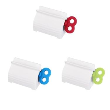 Imagem de Apressor de Creme Dental Tubo Rolante com Alça Rotação Manual Base Vertical Dispenser Fundo ABS Prático para Banheiro Co