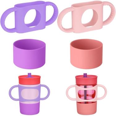 Imagem de NiHome Alça dupla de silicone e bota para copo infantil Owala 340 g 425 g, fácil de instalar para crianças segurarem e treinarem, proteção contra quedas na manga inferior com absorção de choque, 2
