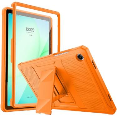 Imagem de MoKo Capa para Galaxy Tab A11+ Plus/A9+ 2025/2023, 2025/2023, à prova de impacto, com protetor de tela integrado para tablet Galaxy Tab A11+/A9 Plus, laranja