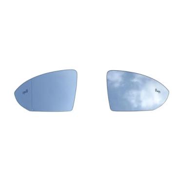 Imagem de Aviso de ponto cego do carro grande angular espelho retrovisor vidro aquecido lente compatível com vw golf 7 lamdo touran l jetta mk7(A pair)