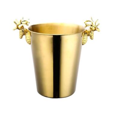 Imagem de Recipiente de gelo criativo de aço inoxidável balde de gelo retrô champanhe para bar festa comercial vinho cerveja balde de champanhe (ouro, grande)