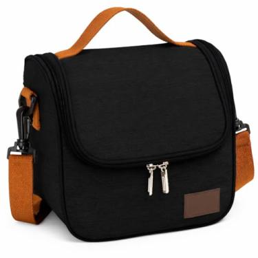 Imagem de Bolsa Térmica para Marmita – Lancheira Térmica Unissex com Alça Ajustável, Compacta para Trabalho, Escola, Academia e Passeios (Cinza) (Preto)