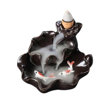 Imagem de Queimador de incenso, cerâmico, cascata, refluxo, sândalo, incenso para decoração de escritório, casa (amarelo claro)