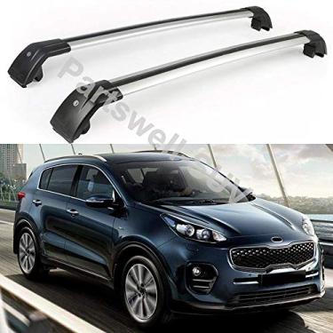 Imagem de YiXi-Partswell 2 peças de rack de teto travável barras transversais bagageiro alumínio apto para KIA New Sportage 2016-2020 - prata