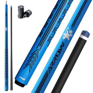 Imagem de CRICAL Bastão de taco de bilhar de fibra de carbono 147.3 cm Bastões de sinuca profissionais de baixa deflexão com junta de 3/8 x 8 pinos e ponta de 12,5 mm - azul cosmos