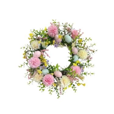 Imagem de Esquirla Guirlanda de Páscoa decorativa com folhagem artificial para pendurar na porta de entrada, jardim ou parede do escritório. Ideal para decoração de