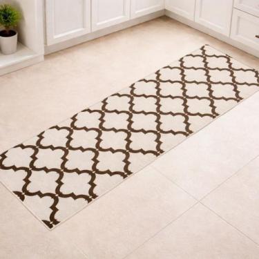 Imagem de Passadeira de Cozinha Tapete Pia Jacquard Antiderrapante COR:MARROQUIN