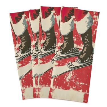 Imagem de xigua Conjunto de 4 panos de prato de cozinha de Papai Noel, macios e altamente absorventes de secagem rápida para limpeza de pratos e limpeza à mão, 71 x 45 cm