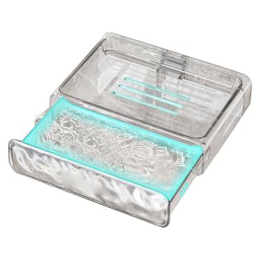 Imagem de Zerodis Saboneteira de Chuveiro Montada na Parede, Suporte de Sabonete de Barra de Drenagem Transparente de Plástico para Chuveiro, Banheiro, Pia de Cozinha, Escovas de (Camada única branca