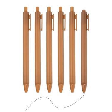 Imagem de PATIKIL Pacote com 6 canetas retráteis de 0,5 mm, canetas esferográficas retráteis, ponta fina, escrita suave, fofa, para escritório, casa, diário, caderno, marrom claro