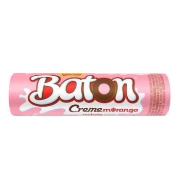 Imagem de Chocolate Garoto Baton Recheado Morango Creme 16g - 30 unidades