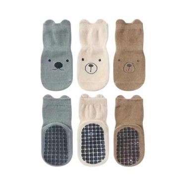 Imagem de Meias De Chão Antiderrapantes Macias E Respiráveis Para Bebês, 3 Pares