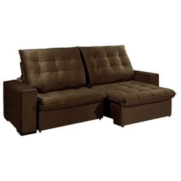 Imagem de Sofá Retrátil Reclinável 3 Lugares Brasil Suede Cappuccino - Criativa 