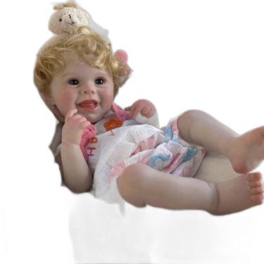 Imagem de Bebê Reborn Menina, Sorrindo, Cabelo Fio A Fio Implantado, Realista