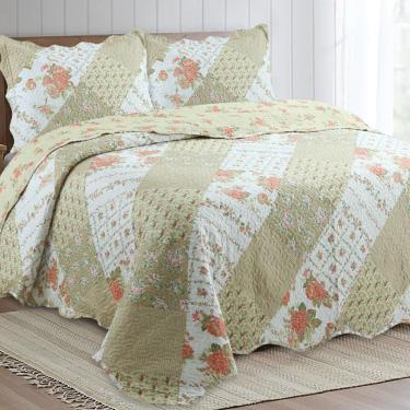 Imagem de Kit Cobre Leito Colcha Casa Scarpa Mix Queen Estampado Dupla Face Floral 3 Peças - Jéssica