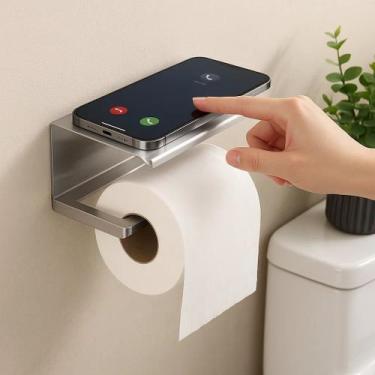 Imagem de Porta Papel Higiênico Inox Suporte Banheiro Celular Parede Apoio Sanit