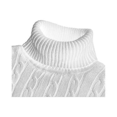 Imagem de Suéter Masculino De Gola Alta Tricotado Quente Casual De Lã Pulôver De