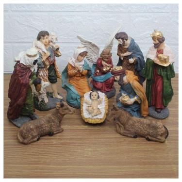 Imagem de Decoração Enfeite Natal Presépio Natalino Resina 10 Peças