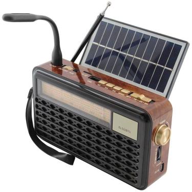Imagem de Caixa De Som Bluetooth Com Painel Solar Rádio Fm El522 Preto