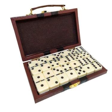 Imagem de Jogo Dominó Colecionável Profissional De Osso 28 Peças Retro