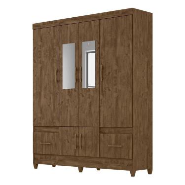 Imagem de Guarda Roupa Casal Ms912 6 Portas E 2 Gavetas Castanho Com Espelho Moval Castanho