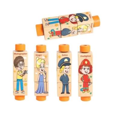 Imagem de Quebra-Cabeça De Madeira Montessori Para Bebês Com Sino Rotativo E Bri