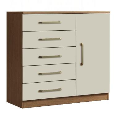 Imagem de Cômoda Sapateira Multiuso 5 Gavetas 1 Porta Milão Aramóveis Madeir/off