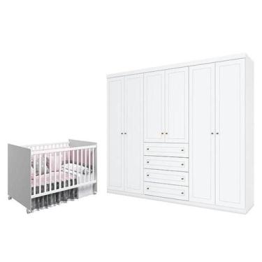 Imagem de Berço Nacional Mel Branco Acetinado - Reller E Guarda Roupa Casal Amer