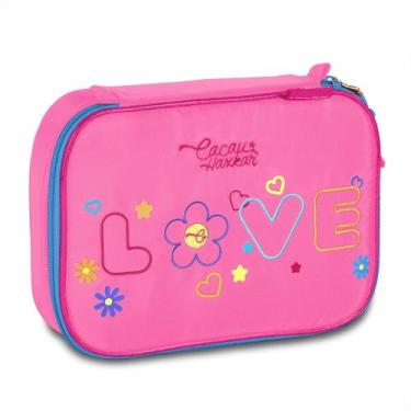 Imagem de Estojo Box Cacau Haxkar Oficial Escolar Infantil Feminino, Rosa