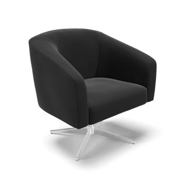 Imagem de Poltrona Decorativa Giratória Cromada Stella Suede Preto D03 - D'Rossi