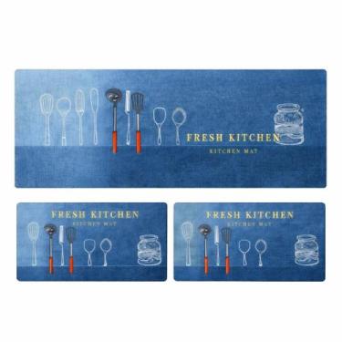 Imagem de Kit Jogo Tapete Passadeira Cozinha 3 Peças Antiderrapante Emborrachado