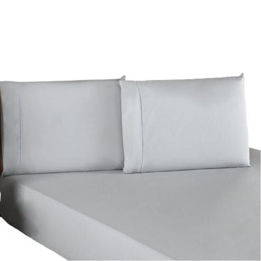 Imagem de Jogo De Lençol Casal Padrão Percal 200 Fios 100% Algodão 3 Peças - Cinza