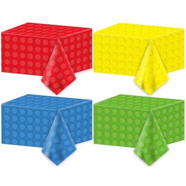 Imagem de Toalha de mesa de festa Naozinebi Building Blocks Birthday 4 PCS