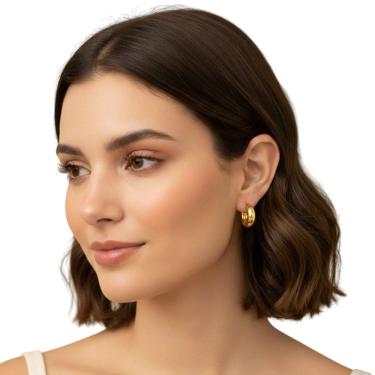 Imagem de Brinco Feminino Trio Argola Luiza Banhado a Ouro Semi Jóia Juliana Prado 39581