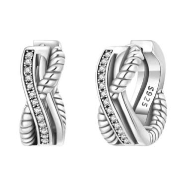 Imagem de Brincos De Prata 925 Estrela E Lua Com Design Moderno Entrelaçado Para