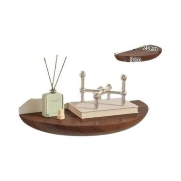 Imagem de Prateleira Flutuante De Madeira Em Forma De Meia-Lua Montada Na Parede