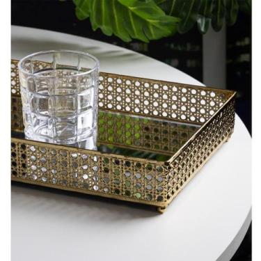 Imagem de Bandeja Espelho Versalhes Wolff 32cm x 20cm Dourada Metal