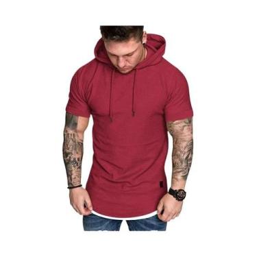 Imagem de Camiseta Masculina de Verão - Manga Curta, Casual, com Capuz, XS (anti