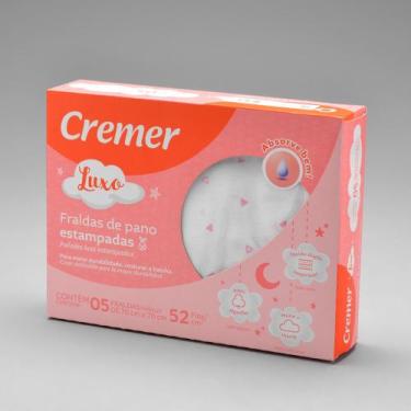 Imagem de Toalha Fralda Luxo Estampa Estrela Rosa Caixa C/5 Unidades - Cremer 