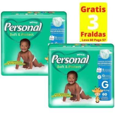 Imagem de Fralda Personal Hiper 2 Pacotes Tamanho G de 8 a 12,5 kg Com 60 Unidad