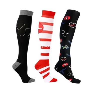 Imagem de Meias De Compressão Para Mulheres E Homens, 3 Pares, 20-30mmHg, Altura