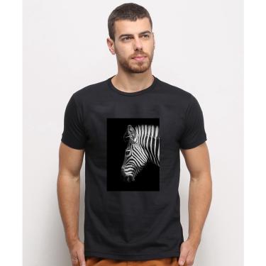 Imagem de Camiseta masculina Preta algodao Zebra Animais Fundo Preto Tumblr