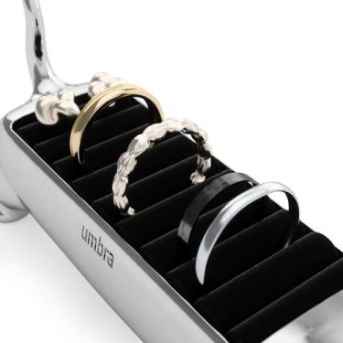 Imagem de Ali Cat Porta Anéis Gato Munchkin para 9 Anéis Prateado Umbra