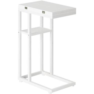 Imagem de Mesa final dobrável HOOBRO em forma de C com prateleira de armazenamen