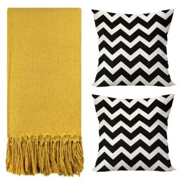 Imagem de Kit 1 Manta Para Sofá 2,40 X 1,80 + 2 Capas de Almofada Cor:Caramelo-B