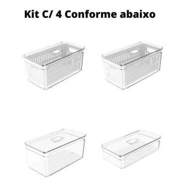 Imagem de Kit 4 Caixa Organizadora Geladeira Frutas Verduras Legumes F6079 - OU,