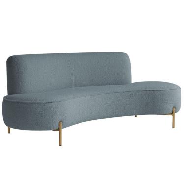Imagem de Sofá Orgânico 2 Lugares 150cm Argos Pés Ouro Fosco Bouclé Azul Claro - Nexta Casa